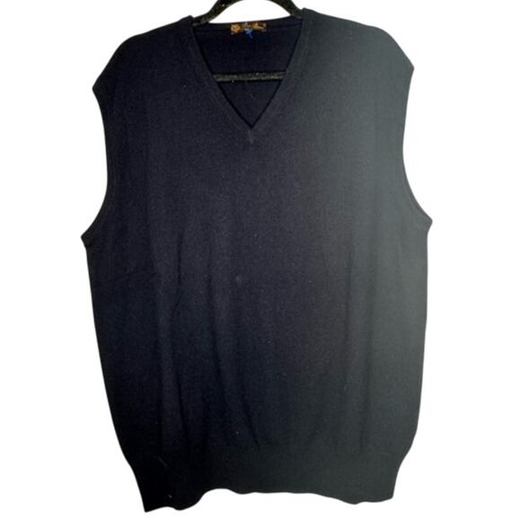 Loro Piana 100% Cashmere Sweater Vest Size 56 Black V-Neck Italy Luxury Knit - Picture 1 of 8